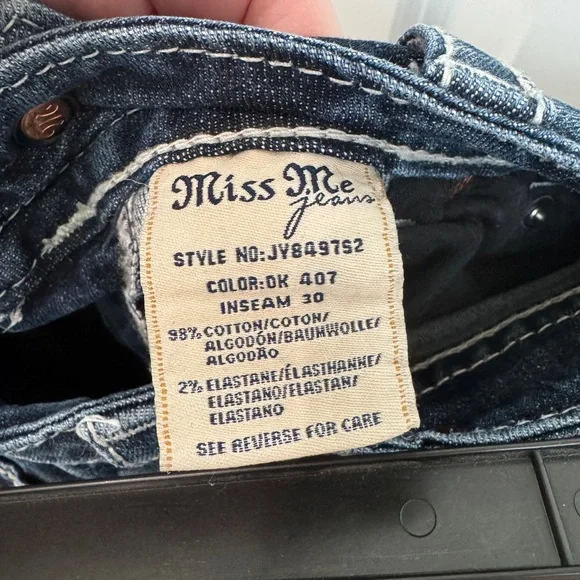 Miss Me Jeans Dark Blue Skinny with Fleur de Lis Embellishments - Picture 10 of 11